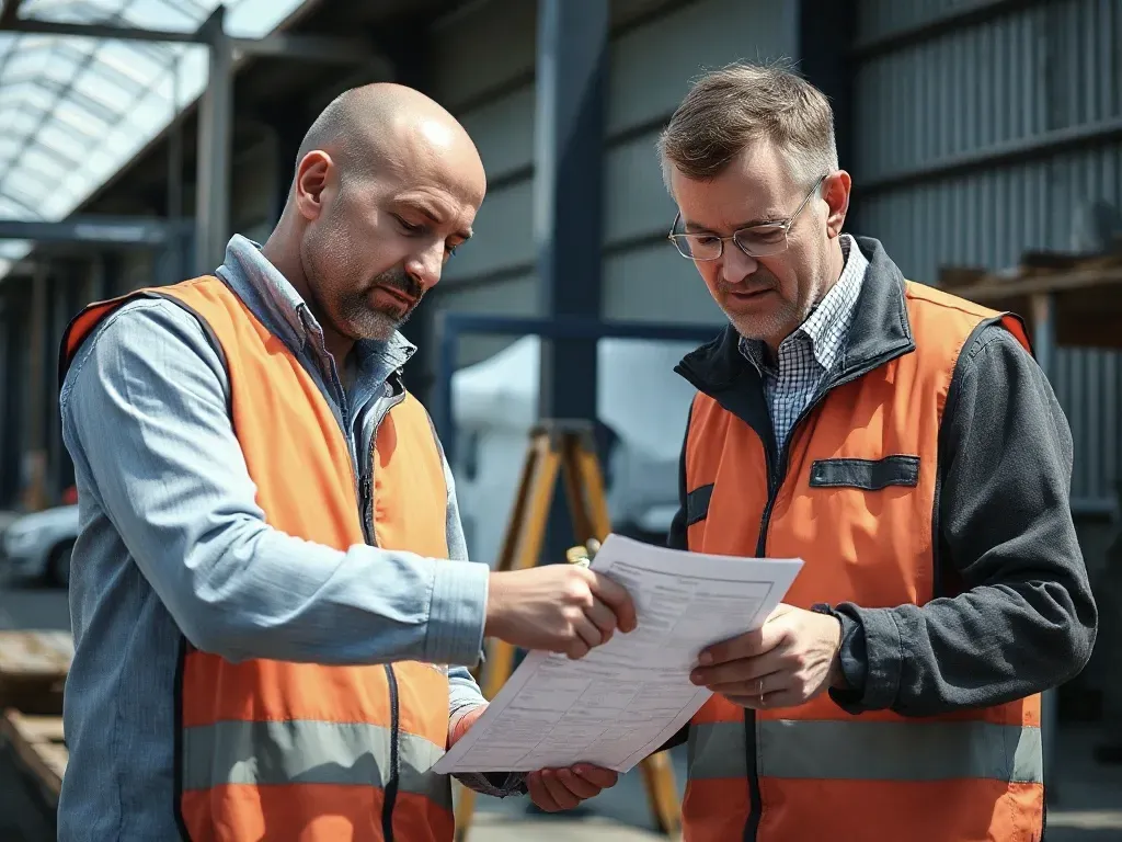 Two professionals working on elevations and sections near Gravesend