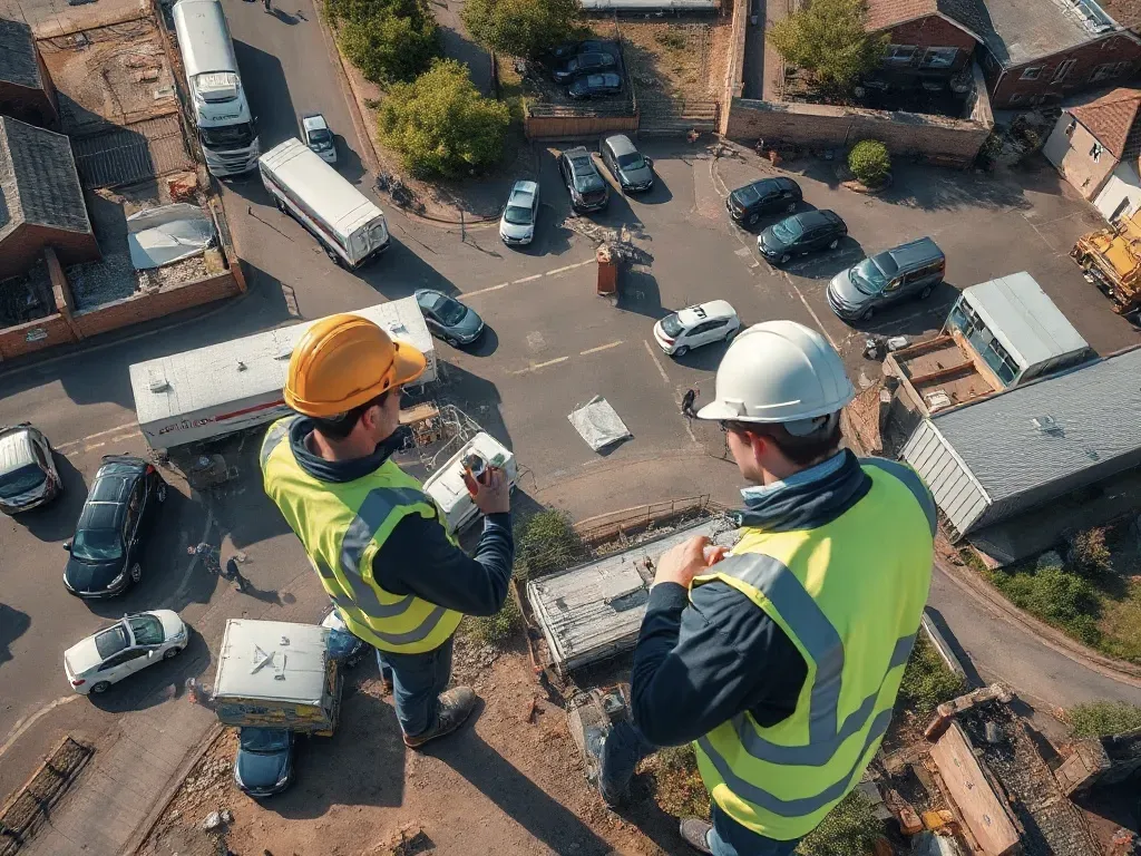 An elevated view across a site relevant to site detail mapping near Gravesend